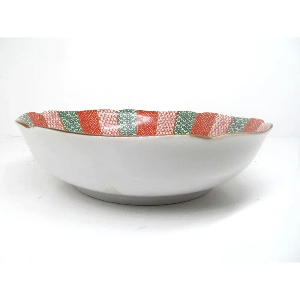 Arita Imari Peacock Red Vintage Vegetable Serving Bowl